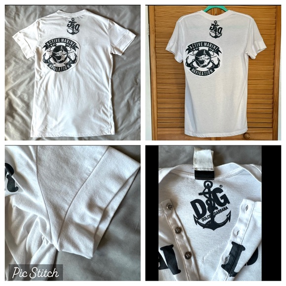 ON HOLD! Vintage D & G Dolce And Gabbana 2000s Sailor Henley Tshirt L Y2K D&G - Picture 6 of 11